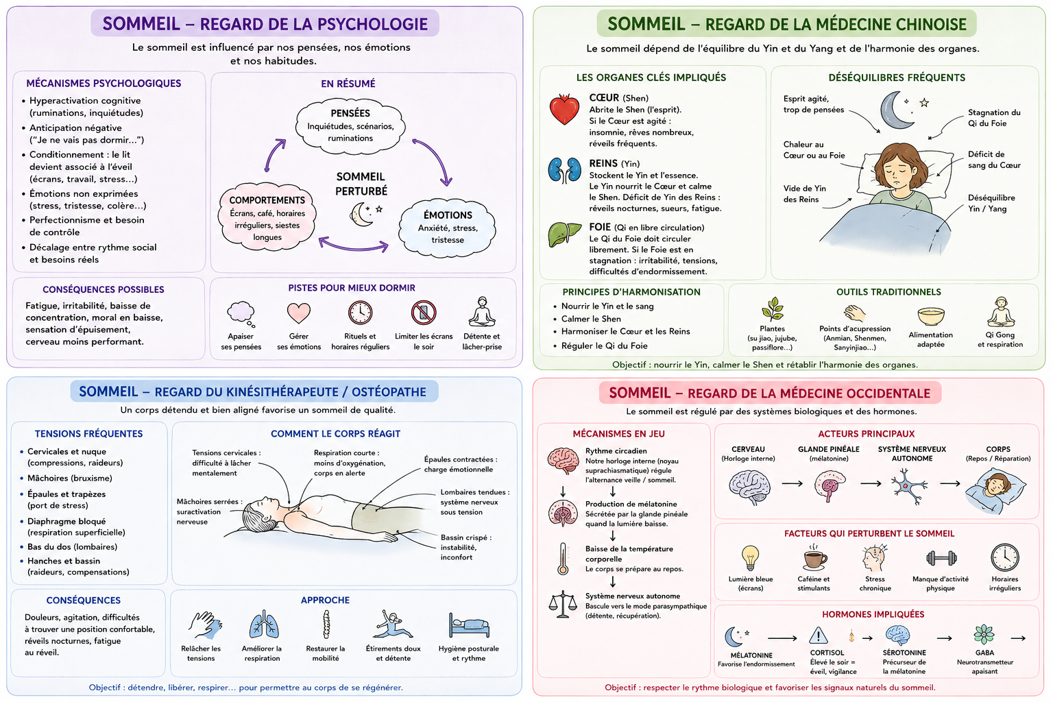 Synthèse illustrée : quatre regards sur le sommeil